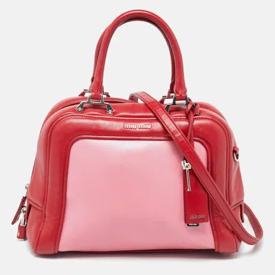 Pre-owned Miu Miu Red/pink Leather Zip Bag