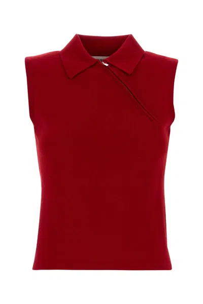 Miu Miu Reed Cashmere Polo Shirt In Red