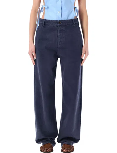 Miu Miu Refined Straight-leg Trousers - Women's Size 40 In Ink Blue