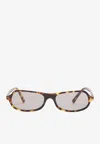 Miu Miu Brown Tortoiseshell Rectangular Sunglasses In Brown
