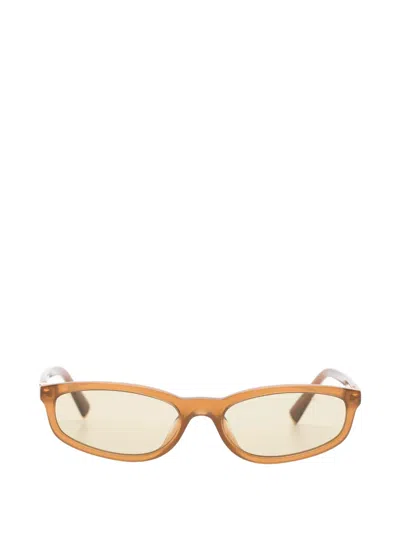 Miu Miu Logo-plaque Square-frame Sunglasses In Gold