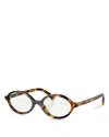Miu Miu Regard Oval Blue Light Glasses, 50mm In Blonde Havana