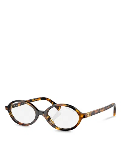 Miu Miu Regard Oval Blue Light Glasses, 50mm In Blonde Havana