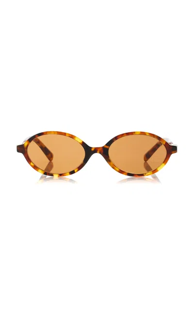 Miu Miu Regard Oval-frame Acetate Sunglasses In Brown