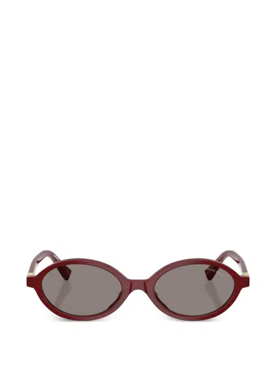 Miu Miu Regard Oval-frame Sunglasses In Burgundy