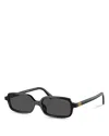 Miu Miu Regard Rectangle Sunglasses, 52mm In Black/gray Solid
