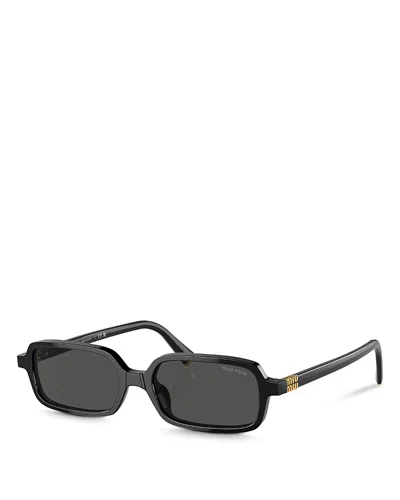 Miu Miu Regard Rectangle Sunglasses, 52mm In Black/gray Solid
