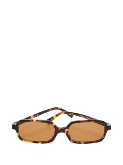 Pre-owned Miu Miu Regard Rectangular-frame Sunglasses In Brown