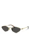 Miu Miu Pale Gold Metal Sunglasses In Gold/gray Solid