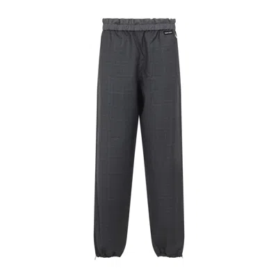 Miu Miu Relaxed Fit Trousers With Elasticated Waistband In Gray