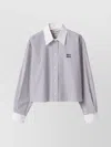 Miu Miu Striped Shirt With Collared Neck And Long Sleeves In Blue