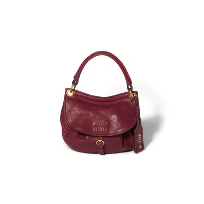 Miu Miu Rendez-vous Nappa Leather Bag In Red
