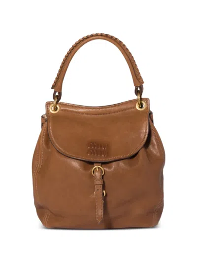 Miu Miu Rendez-vous Nappa-leather Backpack In White