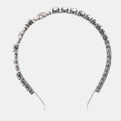 Pre-owned Miu Miu Resin Crystals Silver Tone Head Band