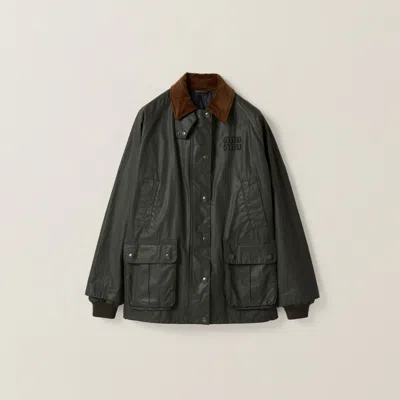 MIU MIU RESIN-FINISH POPLIN CABAN JACKET