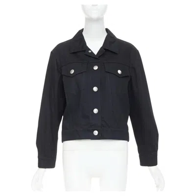 Pre-owned Miu Miu Resort 2016 Yellow Sequin Applique Black Denim Trucker Jacket It36 Xs