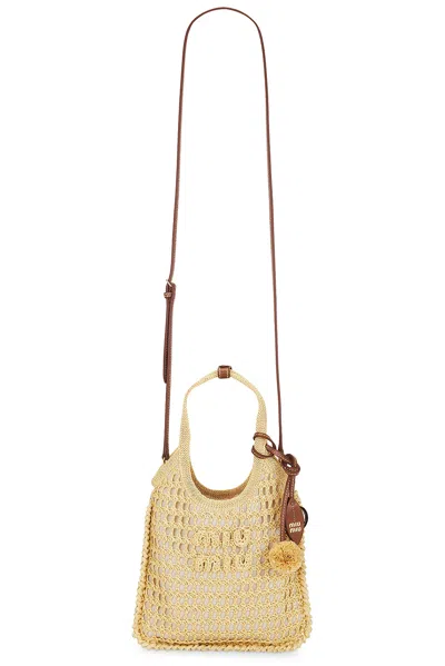 Miu Miu Rete Crochet Mini Bag In Nude