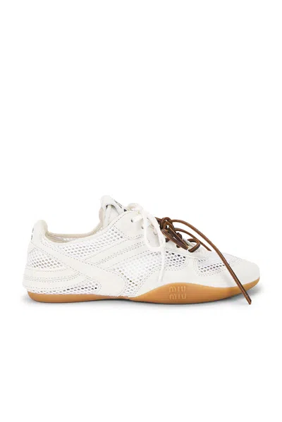 Miu Miu Rete Scamosciato Sneaker In White