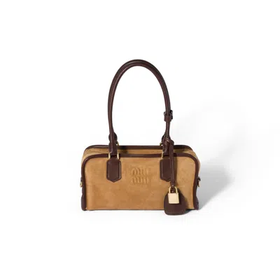 Miu Miu Retour Suede Bag In Brown