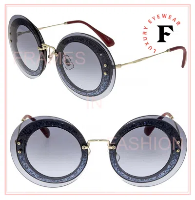 Pre-owned Miu Miu Reveal Round Sunglasses Mu10rs Pale Gold Blue Red Glitter Gradient 10r In Ues-4r2
