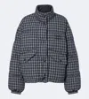 Miu Miu Jacket High Collar Checked Pattern Pockets Quilted In Blue