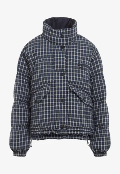 MIU MIU REVERSIBLE CHECKED DOWN JACKET