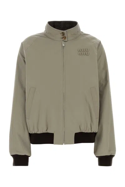 Miu Miu Reversible Cotton-blend Jacket With Virgin Wool Lining In Grey