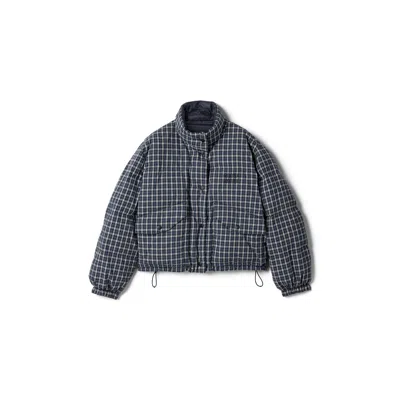 Miu Miu Reversible Flannel Down Jacket In Blue/white