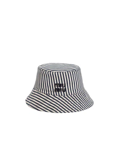 Miu Miu Reversible Hat With Pouch In Black