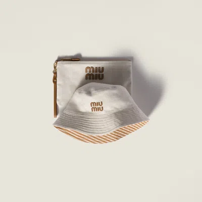 Miu Miu Reversible Hat With Pouch In Brown