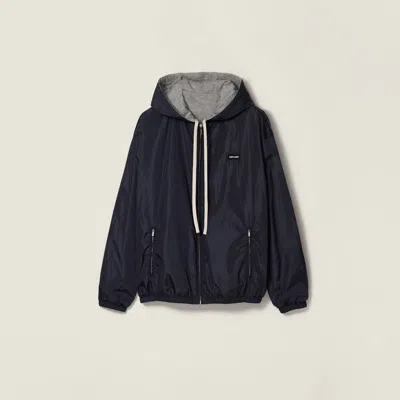 Miu Miu Reversible Technical Fabric And Jersey Blouson Jacket In Blue