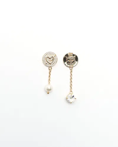 Miu Miu Rhinestone And Dangling Clip-on Earrings In Gray