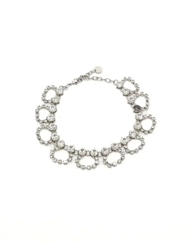 Miu Miu Rhinestone Bracelet In Silver