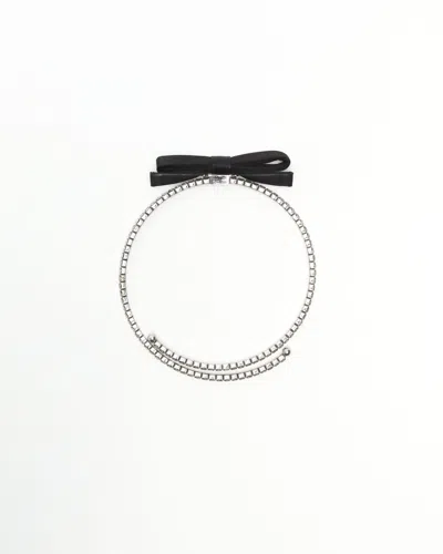Miu Miu Rhinestone Choker Necklace In Silver