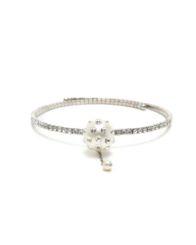 Pre-owned Miu Miu Rhinestone Choker In Silver