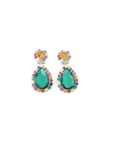 Miu Miu Rhinestone Clip-on Earrings In Green