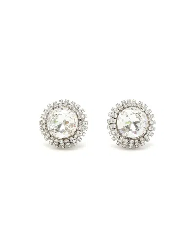 Pre-owned Miu Miu Rhinestone Clip-on Earrings In Silver