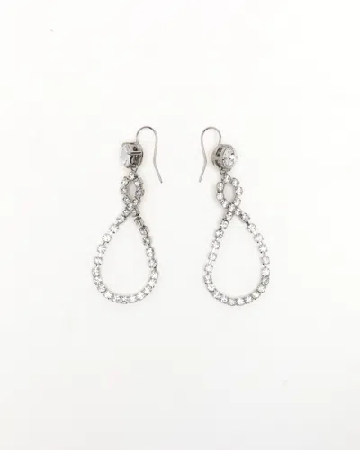 Miu Miu Rhinestone Dangling Earrings In Silver