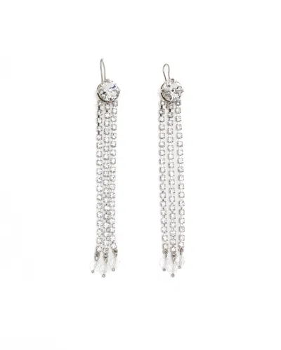 Pre-owned Miu Miu Rhinestone Earrings In Silver