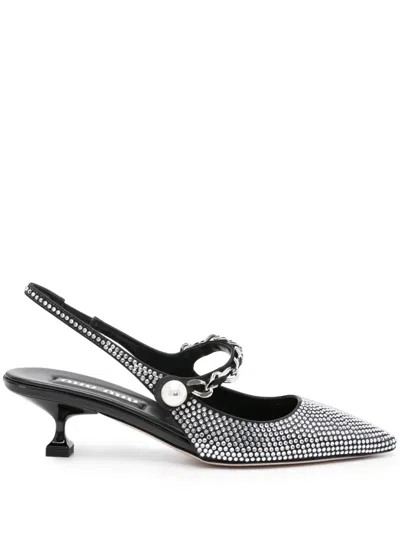 MIU MIU RHINESTONE-EMBELLISHED POINTED-TOE PUMPS