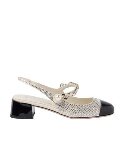 Miu Miu Rhinestone-embellished Slingback Pumps In Nude