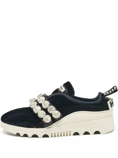 Pre-owned Miu Miu Rhinestone-embellished Sneakers