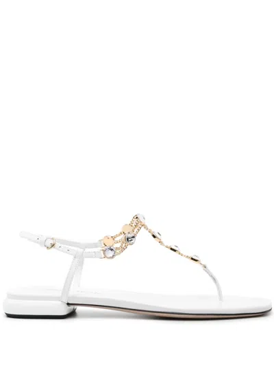 Miu Miu Sandalen Mit Strass In White