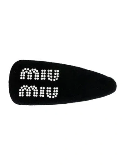 Pre-owned Miu Miu Rhinestone Hair Clip In Black