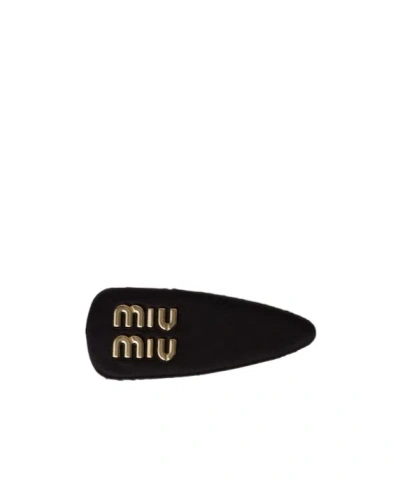 Miu Miu Velvet Hair Clip In Black