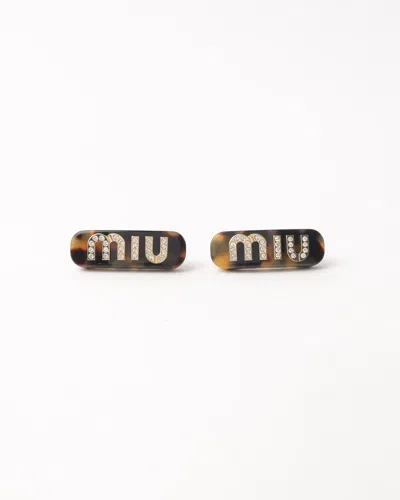 Miu Miu Rhinestone Tortoiseshell Barrette Set