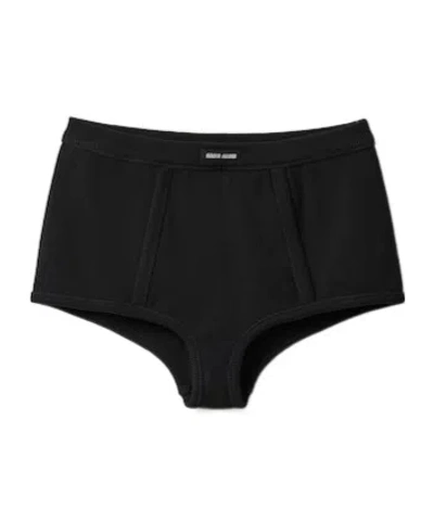 Miu Miu Rib Knitted Boxer Shorts In Black