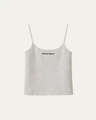 Miu Miu Rib Tank Top In Gray