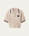 Miu Miu Ribbed-knit Cashmere Polo Shirt In F0018 Naturale