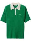 Miu Miu Ribbed Cashmere Polo Top In Green